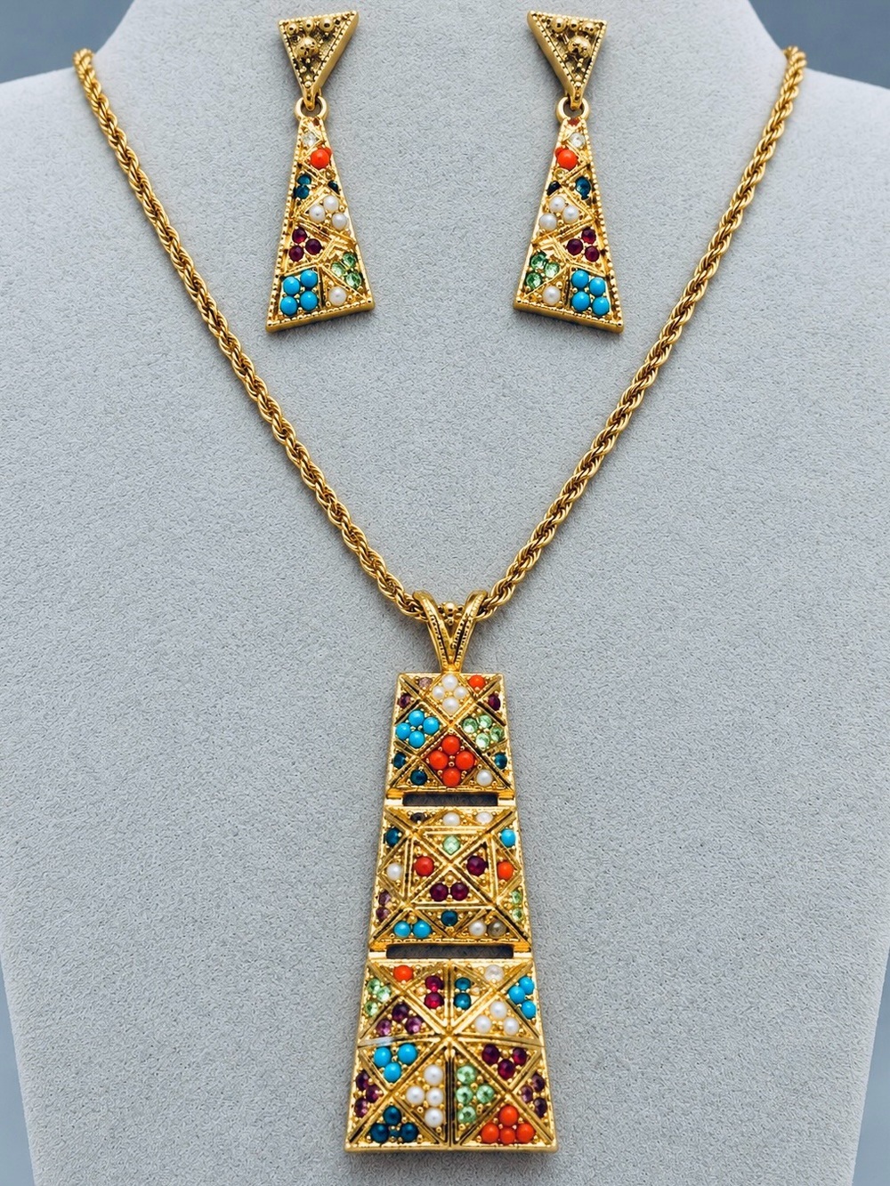 Vintage D’Orlan  Buried Treasures Necklace and Earring Set